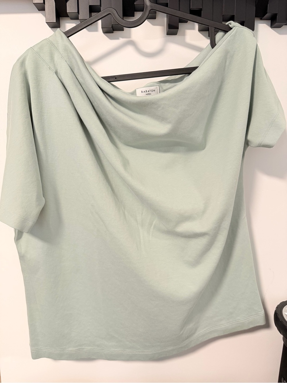 Babaton Sage Draped Neck Short Sleeve Top size Medium